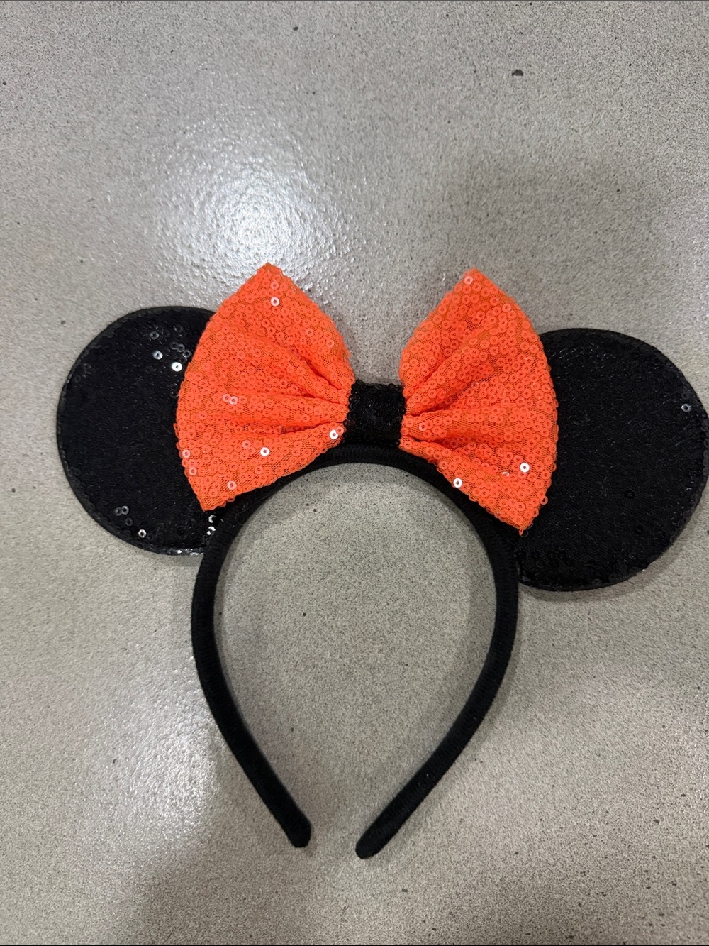 Halloween Sequin Minnie Ears Orange & Black
